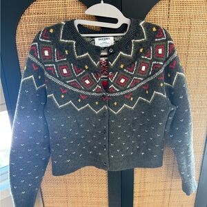 NWOT Old Navy Women's Charcoal Cardigan with Fair Isle Print